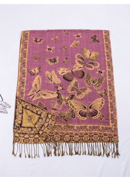 2-Tone Butterfly Pashmina W/ Gold Threads